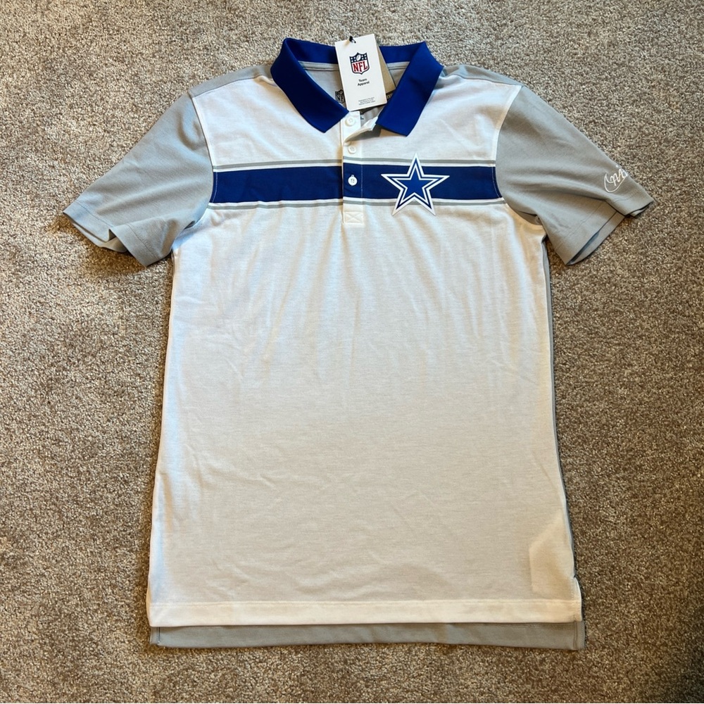 Mens Size Small Nike Dallas Cowboys Polo Shirt White NFL